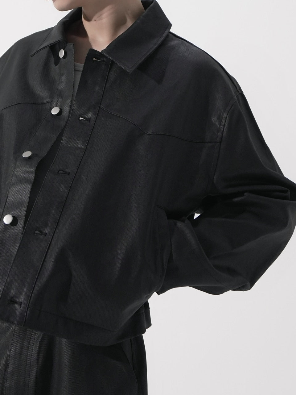 【CS】coated denim jacket(black)