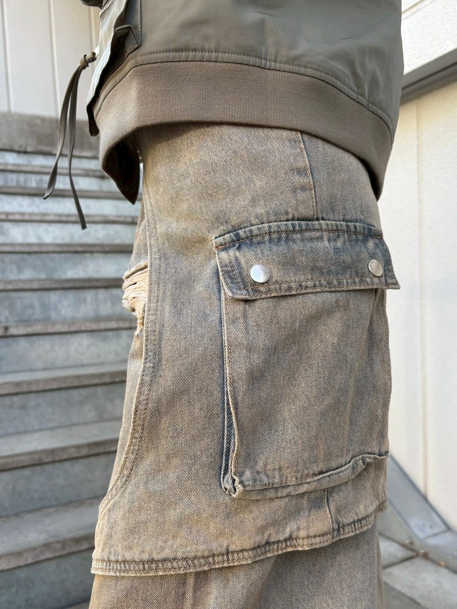 【Never mind the XU】wrap denim pants / 【ネバーマインドザエックスユー】ラップデニムパンツ