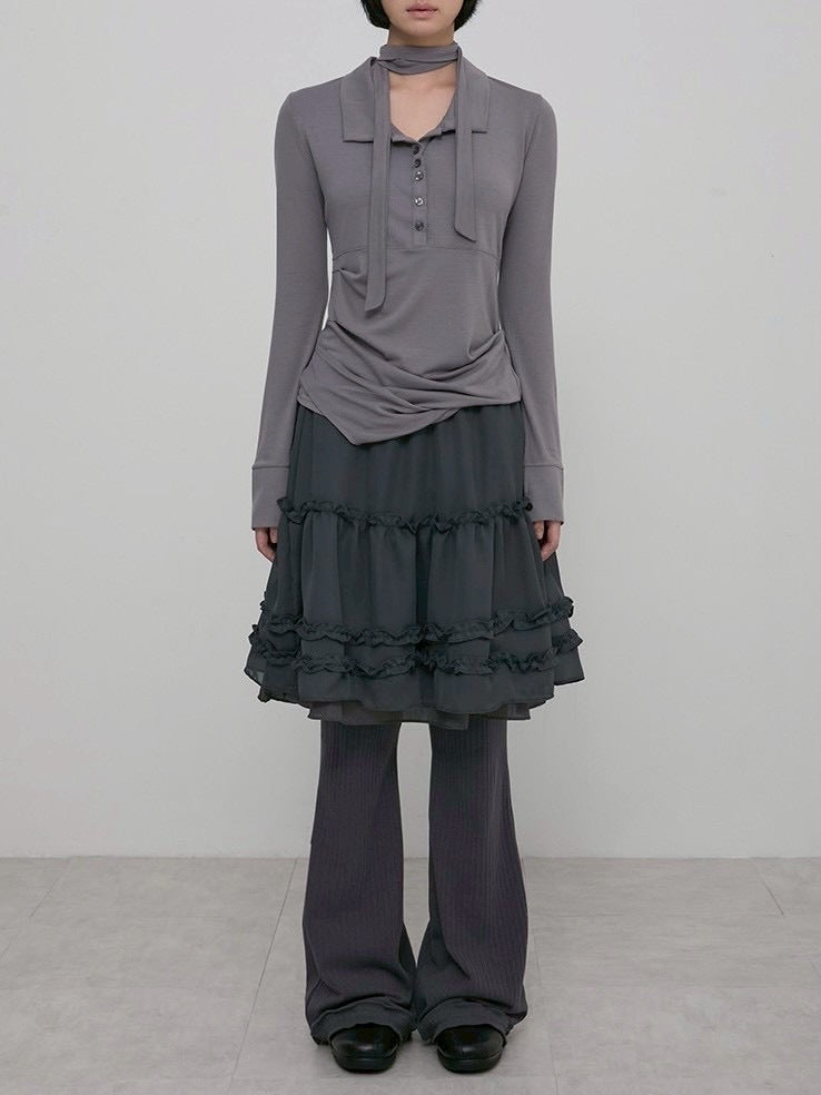 【FLAREUP】Asymmetrical Draped Shirt / 【フレアアップ】アシンメトリードレープシャツ
