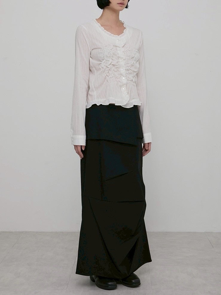 【FLAREUP】Saya Frill Puff Long Blouse / 【フレアアップ】サヤフリルパフロングシャツ