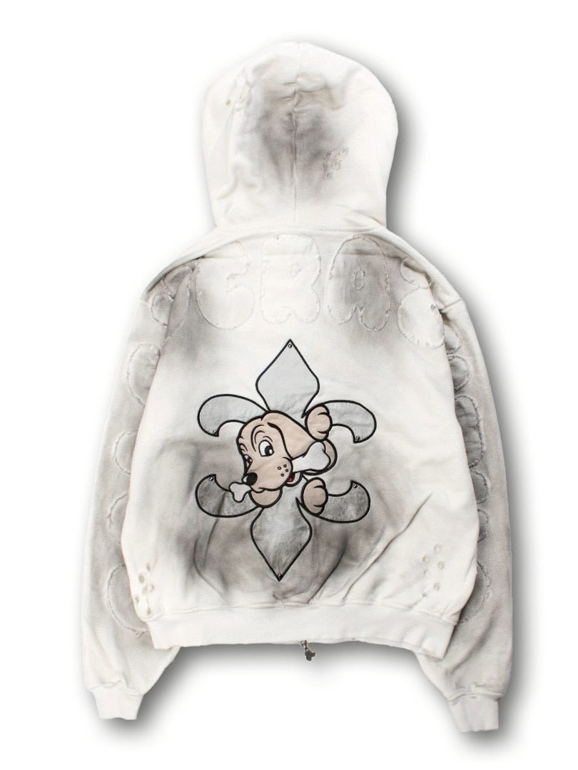 【GALFY】ぼろぼろロゴ百合の紋パーカー