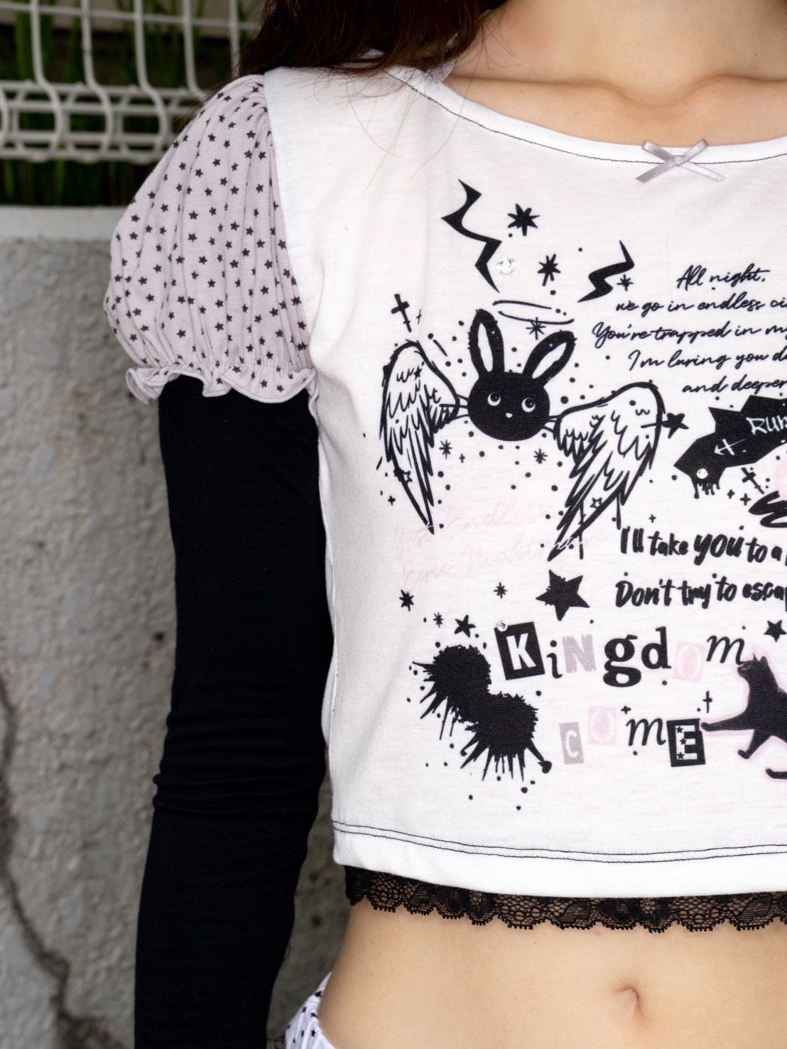 1/2 20:00発売【CHERRYQUIRI】graffy starry puffy sleeve