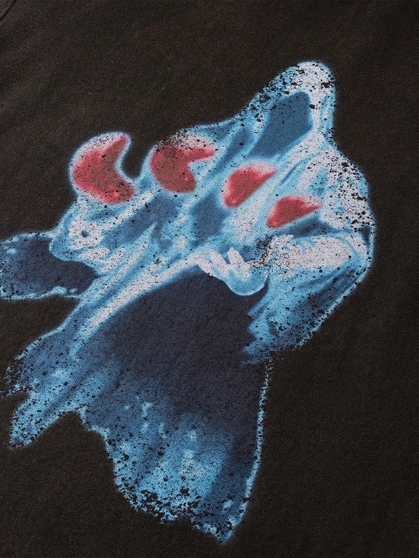 【The Boy Has No Patience】Two-Color Printed Long Sleeves (Washed + Damaged) / 【ザボーイハズノーペーシェンス】グラフィックプリント長袖Tシャツ