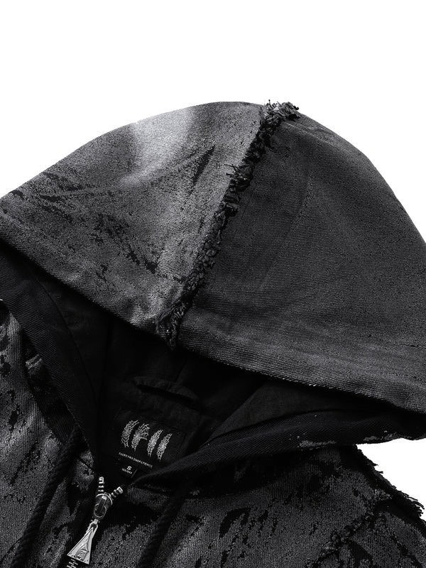 【The Boy Has No Patience】Double Saint Spray Hooded Jacket / 【ザボーイハズノーペーシェンス】スプレーグラフィックフードジップアップブルゾン