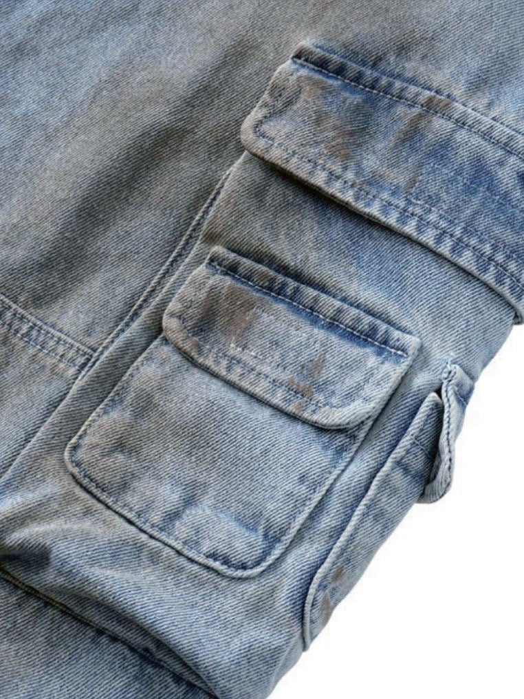 【The Boy Has No Patience】Adjustable Multi-Pocket Wiping Overalls / 【ザボーイハズノーペーシェンス】マルチポケットデニムパンツ