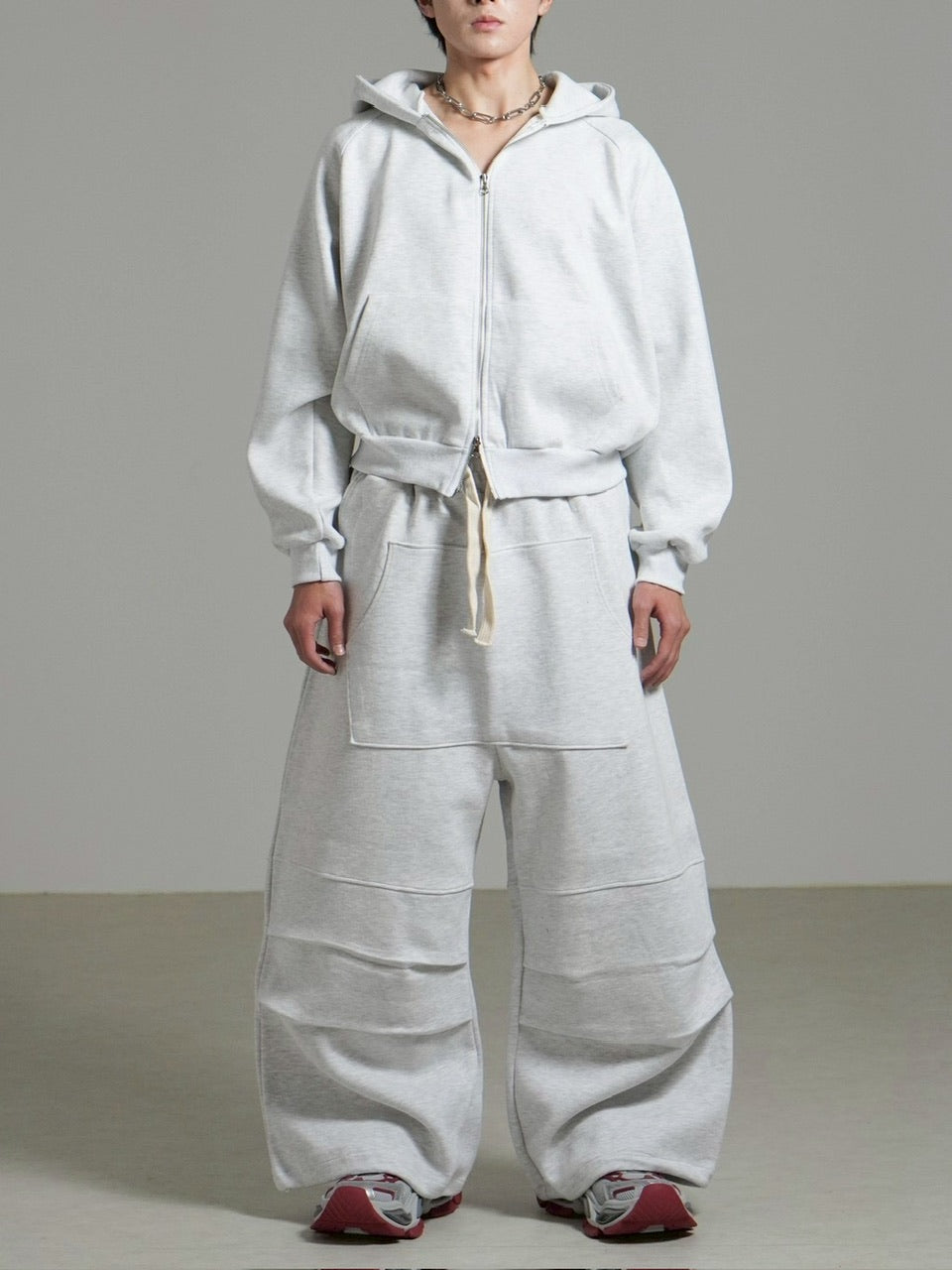 受注制【Chikashitsu +】heavy weight cotton design sweat pants / 【チカシツプラス】ヘビーウェイトコットンデザインスウェットパンツ (3color)