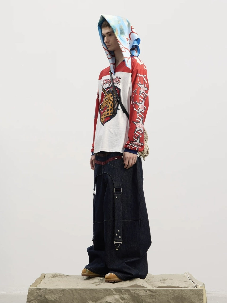 【DND4DES】The Virgin'S Thorn-Crowned Headscarf /【ディーエヌディーフォーデス】グラフィックデザインスカーフ