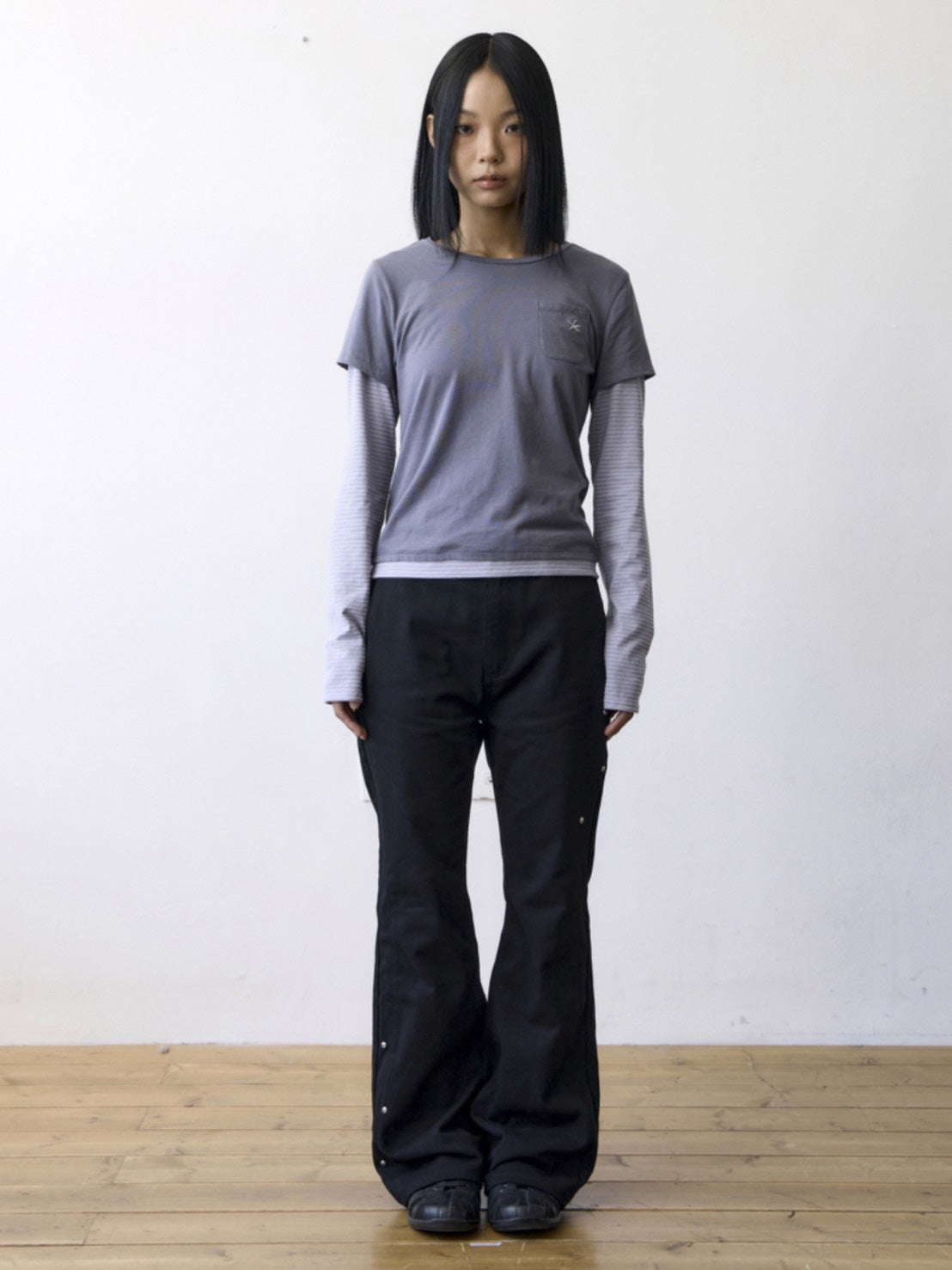 【THECOLDESTMOMENT】TCM stripe layered long sleeve