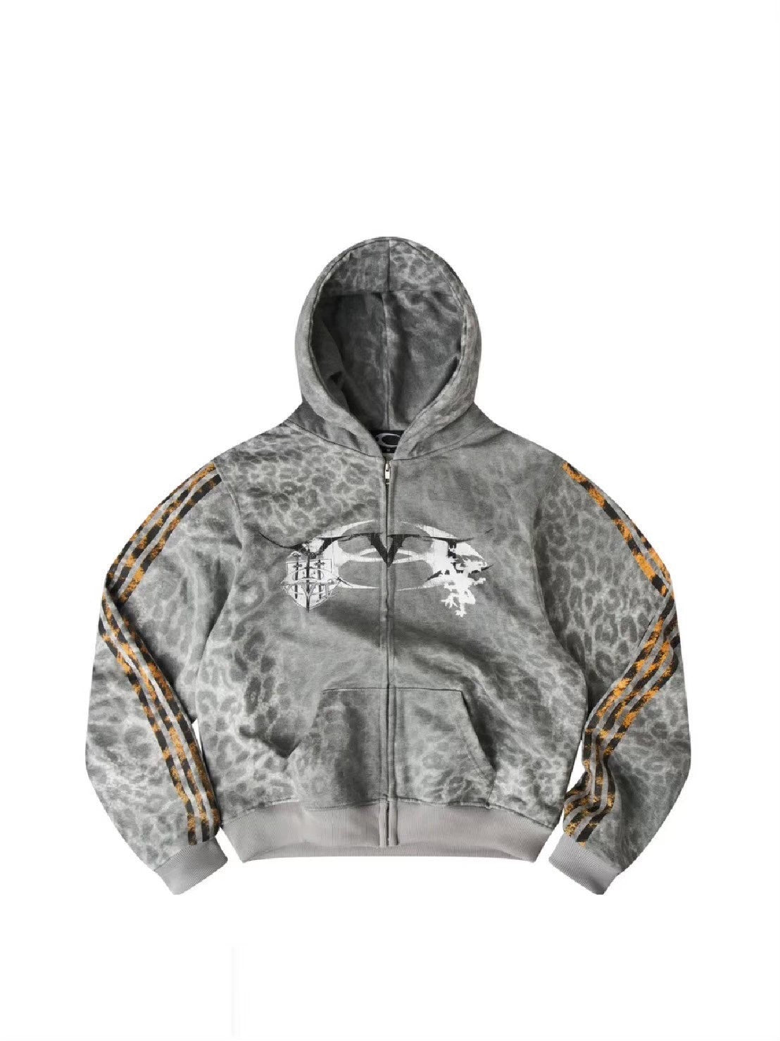 【Cozy world Wide】"25 LEOPARD" ROYAL ZIP HOODIE / 【コージーワールドワイド】レオパードラインジップパーカー