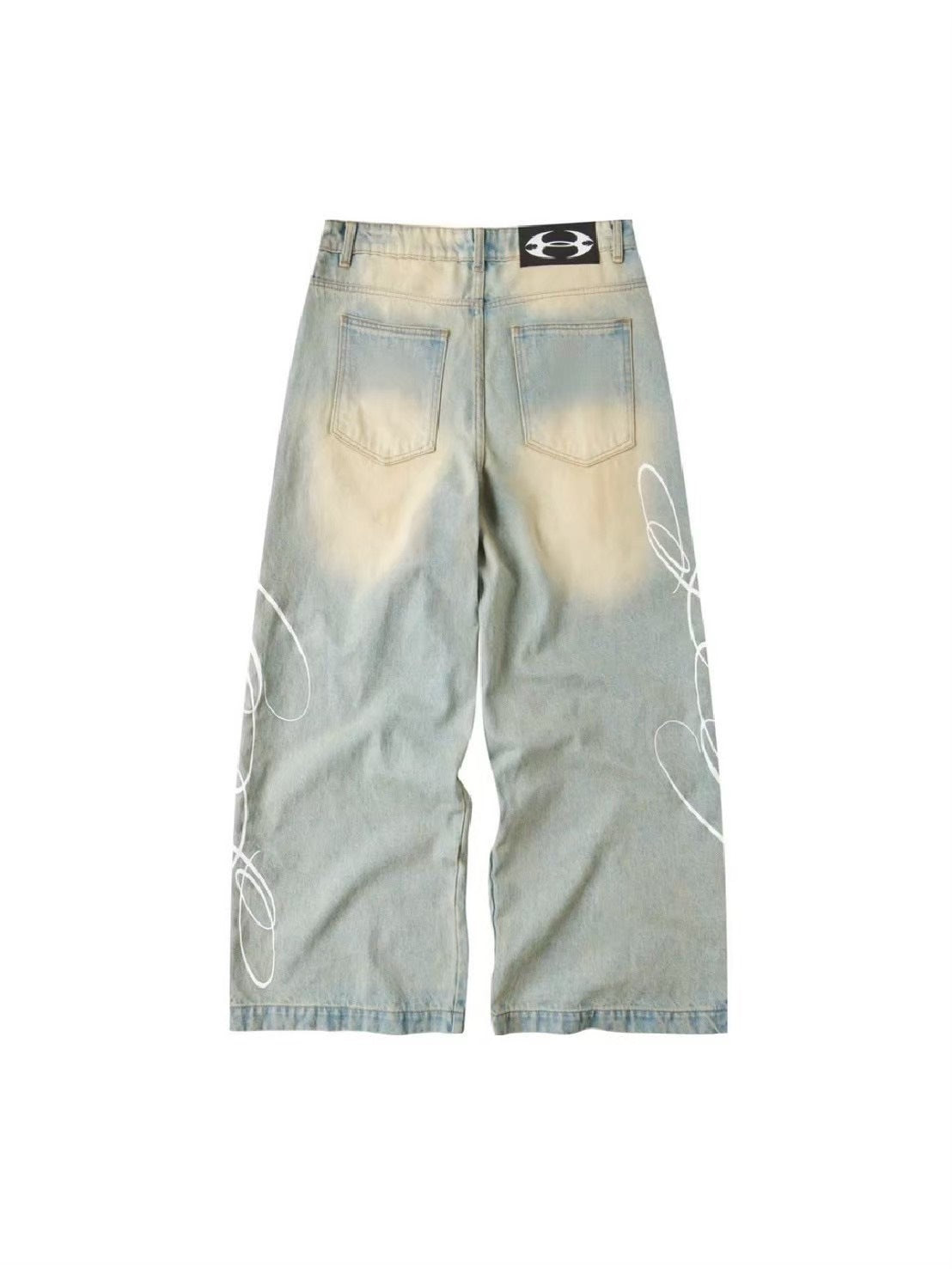 【Cozy world Wide】"LIFESTYLE" VINTAGE WAXED BAGGY JEANS / 【コージーワールドワイド】レタリングダメージウォッシュバギーデニムパンツ