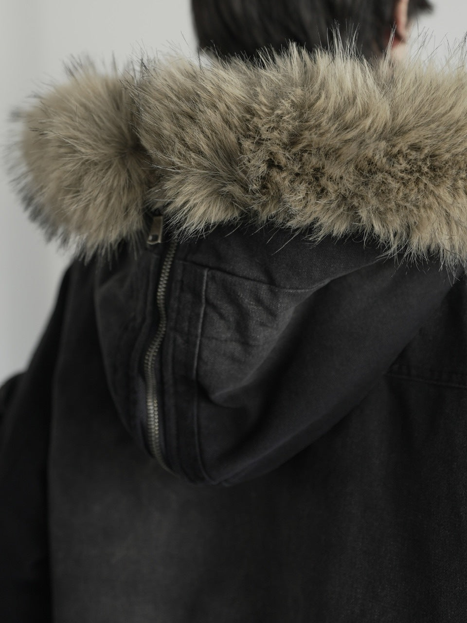 【CHIKASHITSU PLUS HIGH】N-2B cropped hood blouson (denim)