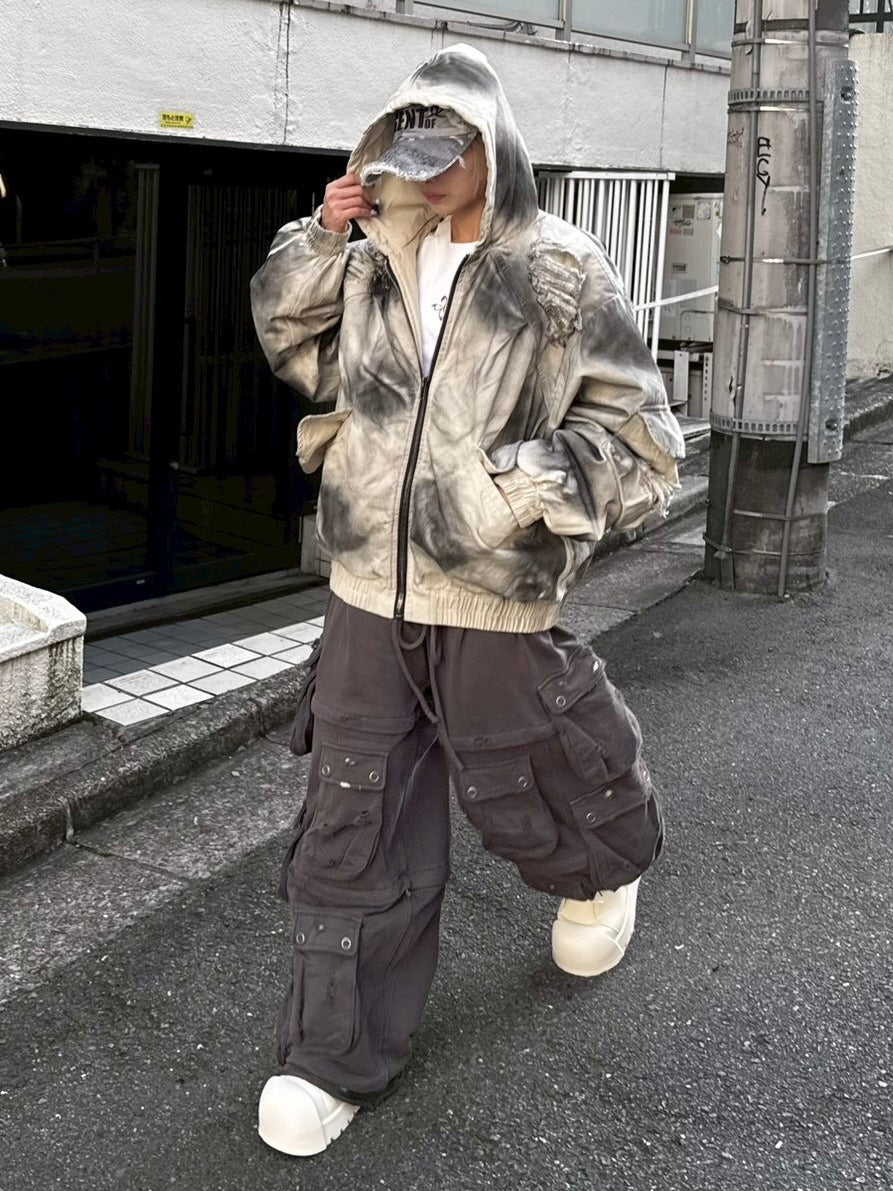 受注制【Never mind the XU】damage hood jacket / 【ネバーマインドザエックスユー】ダメージフードジャケット