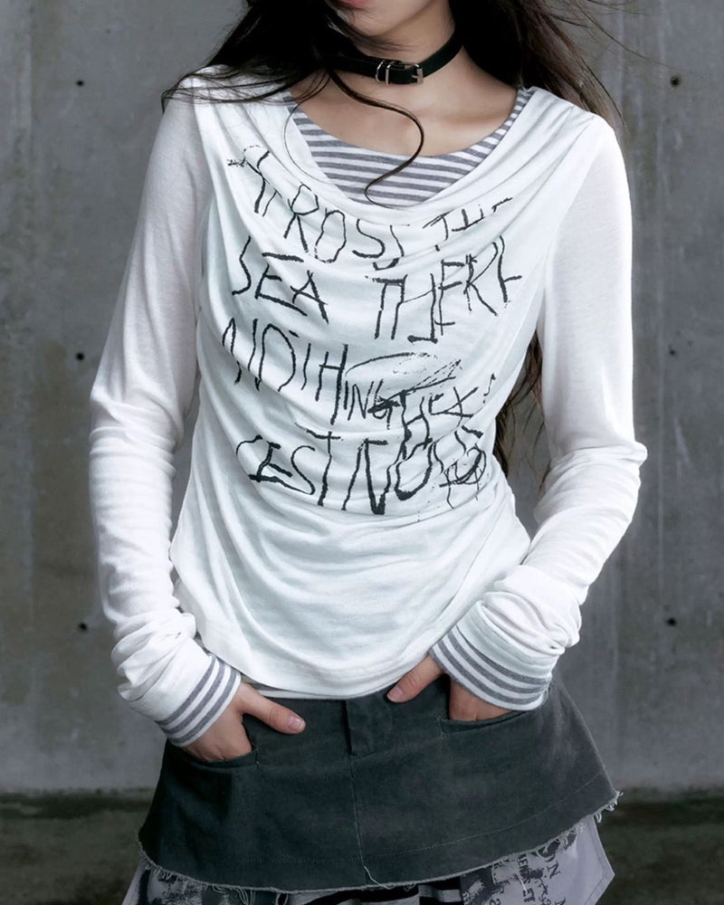 【Cest Nous】Border Patchwork T-Shirt