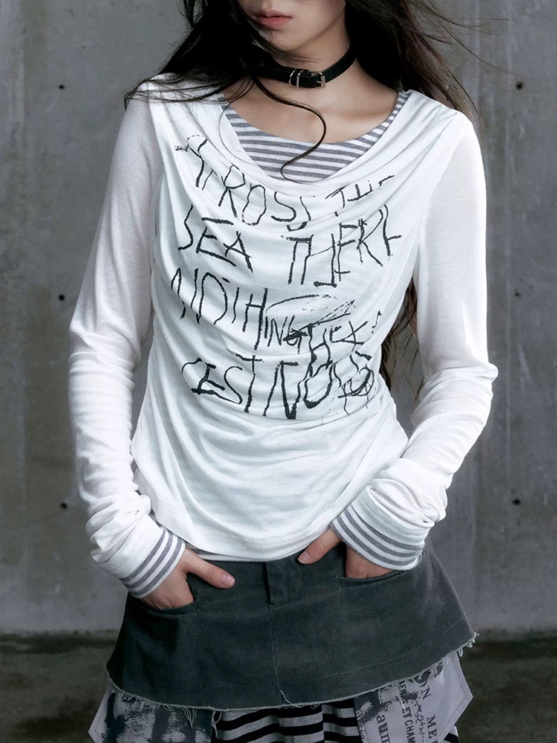 【Cest Nous】Border Patchwork T-Shirt