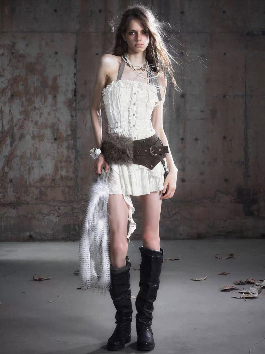 【Cest Nous】Belted Halter Dress / 【セヌー】ベルトホルターフリルワンピース