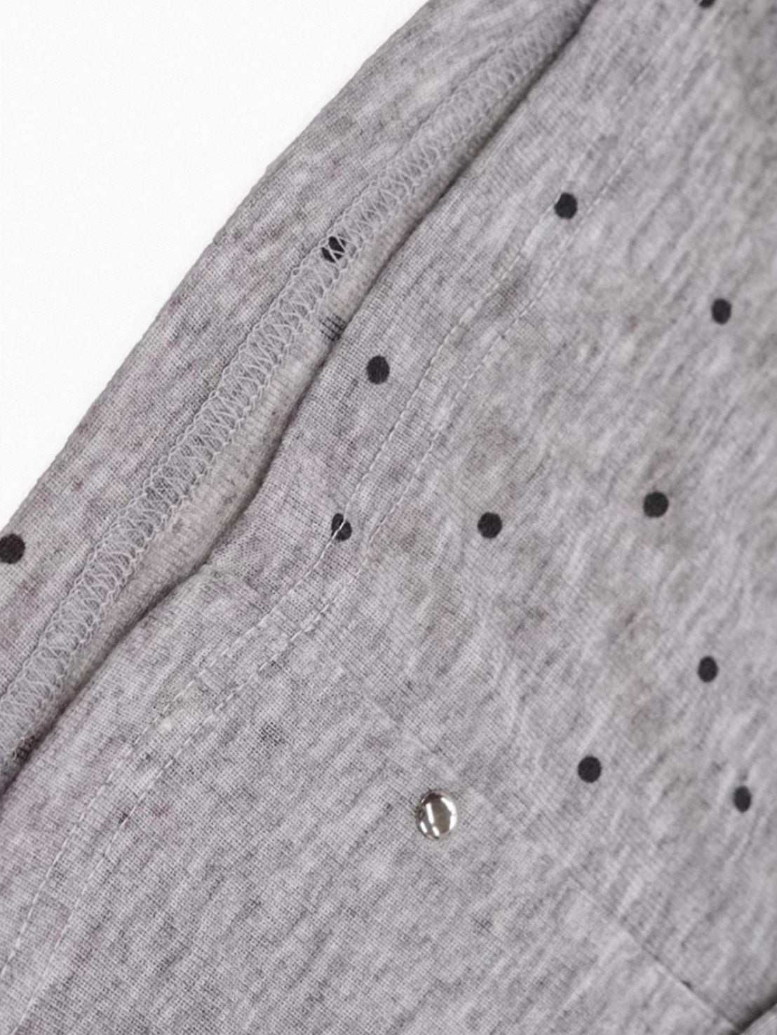 【Cest Nous】Grey Polka Dot Top / 【セヌー】タイ付きワンショルダー長袖トップス