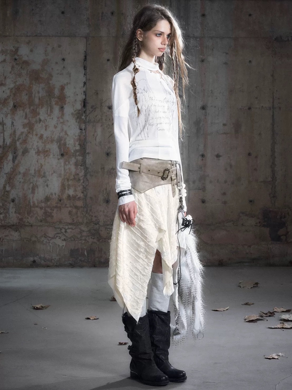 【Cest Nous】Belted Plaid Skirt / 【セヌー】ベルトアシンメトリースカート