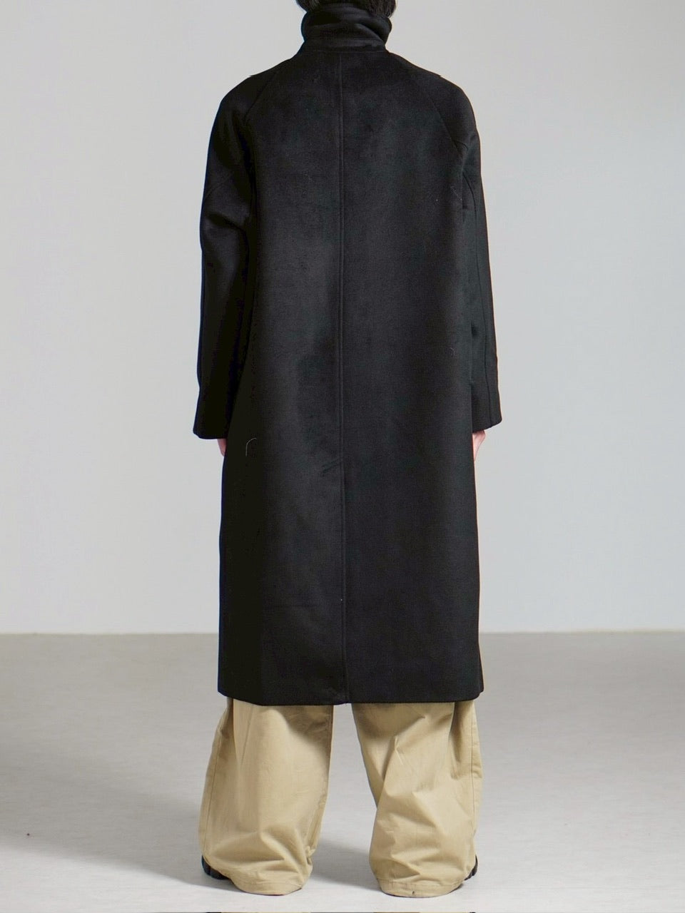 受注制【Chikashitsu +】high neck wool blend long coat / 【チカシツプラス】ハイネックウールブレンドロングコート (2color)