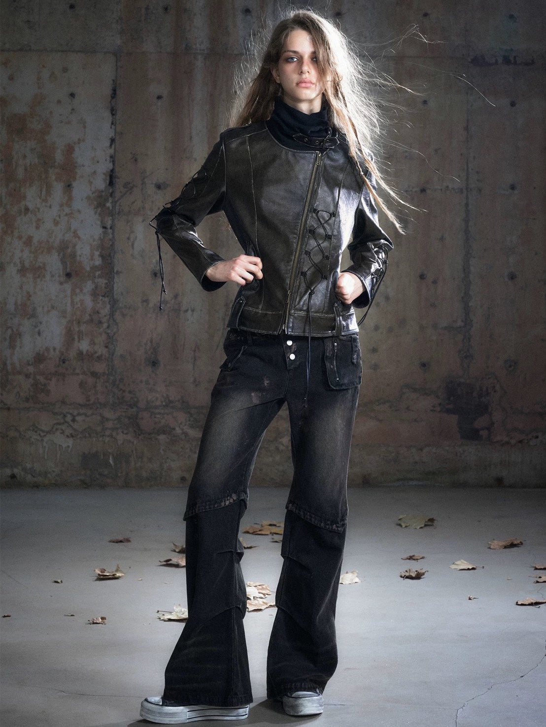 【Cest Nous】Dirty Wash Double Waist Jeans / 【セヌー】ダーティーウォッシュダブルウエストデニムパンツ"