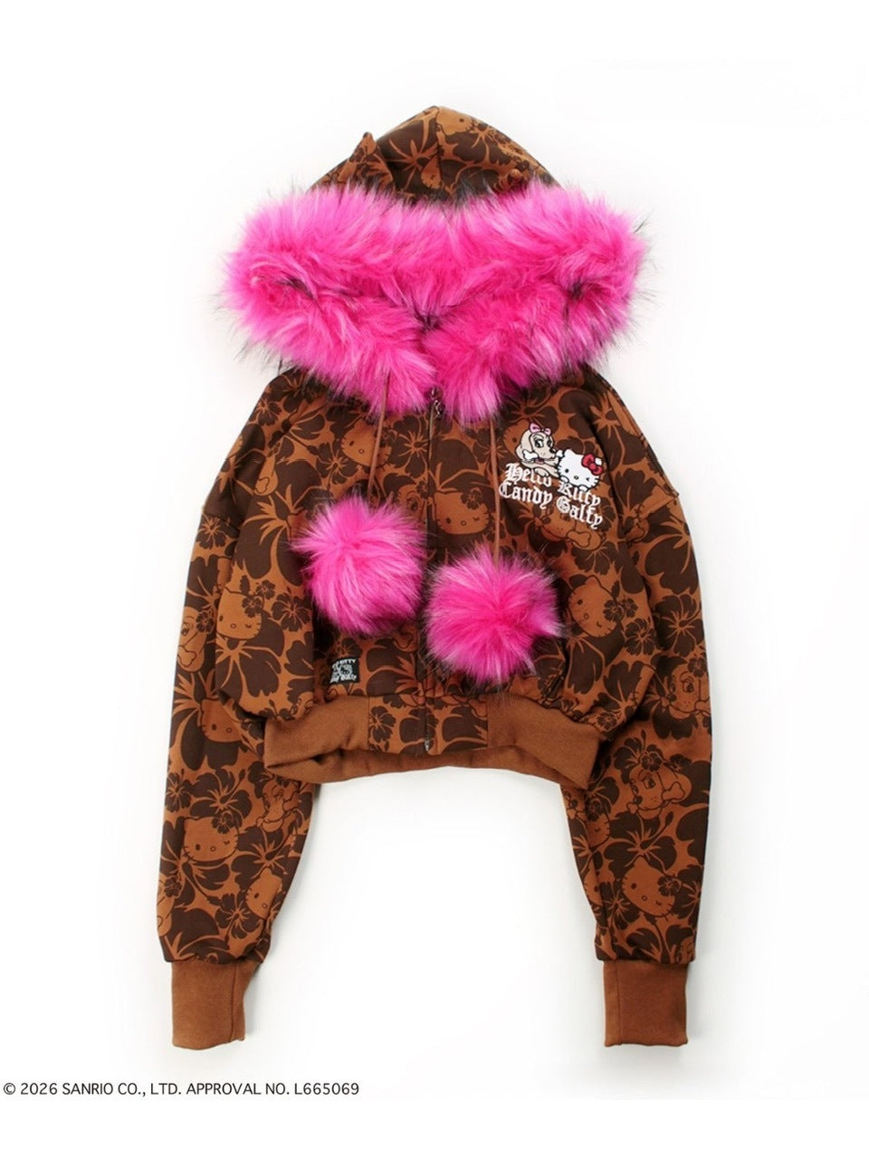 【GALFY×KITTY】鬼ギャルパーカー / 【ガルフィー×キティー】総柄猫耳ファー付きジップアップパーカー