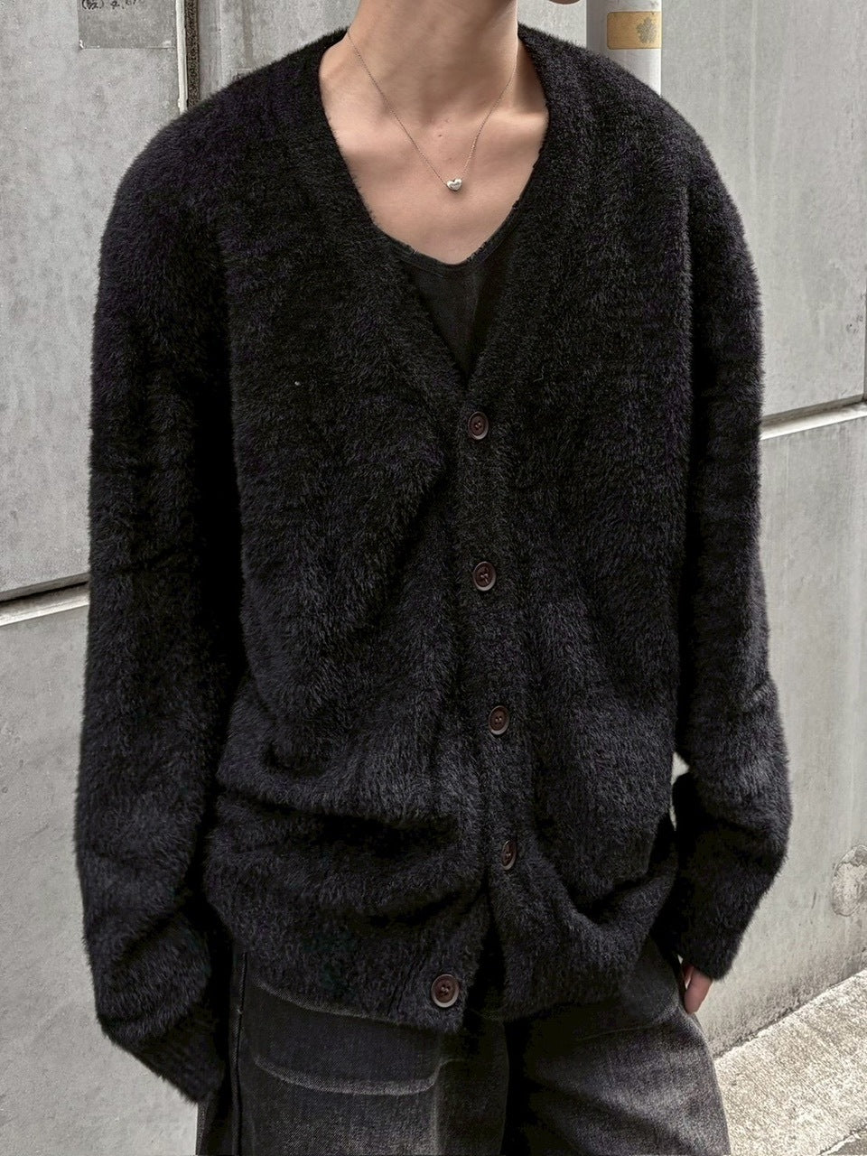 受注制【LUV CODE】shaggy knit cardigan (2color)