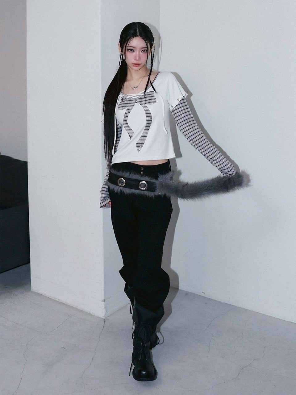 1/2 20:00発売【CHERRYQUIRI】metalic stud boots cut pt