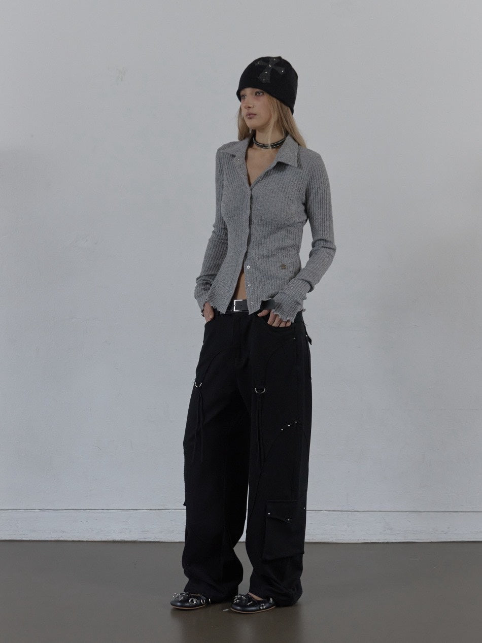 【SETUP‐EXE】SNAP GOLGI SHIRT / 【セットアップエグゼ】ボタンニット長袖シャツ