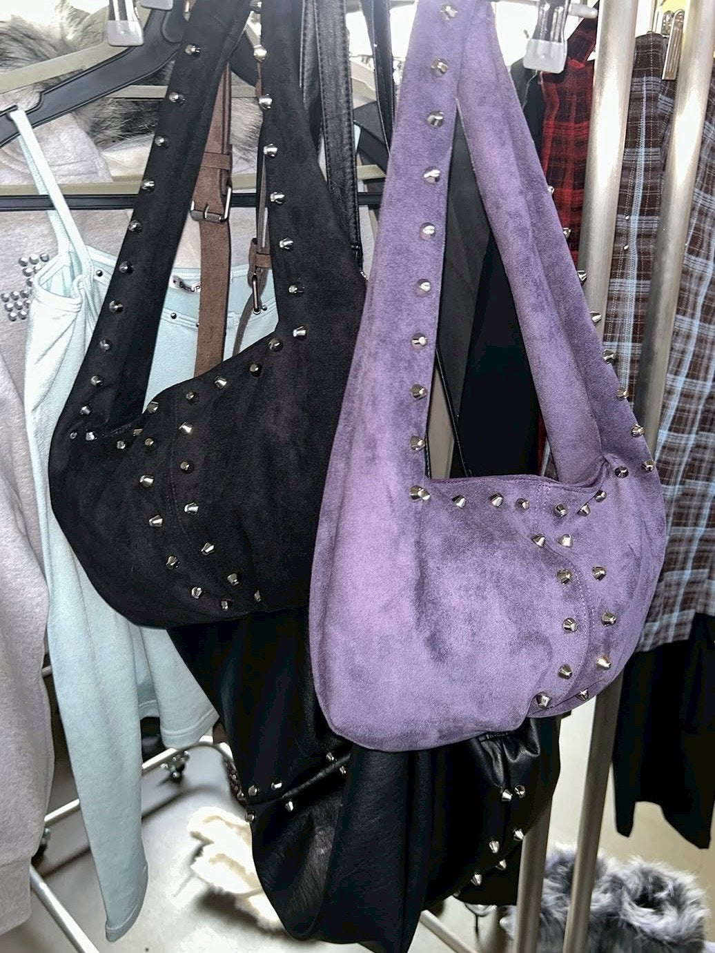 SETUP‐EXE】SUEDE STUDDED SHOULDER BAG / 【セットアップエグゼ