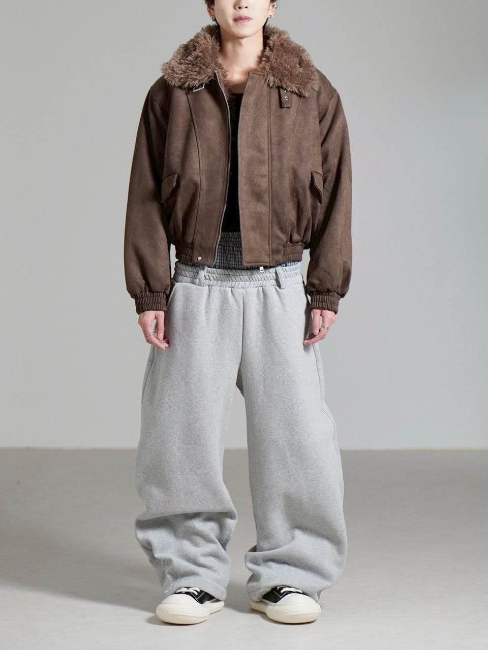 受注制【Chikashitsu +】boa collar suede padding blouson / 【チカシツプラス】ボア襟スエードパディングブルゾン (2color)