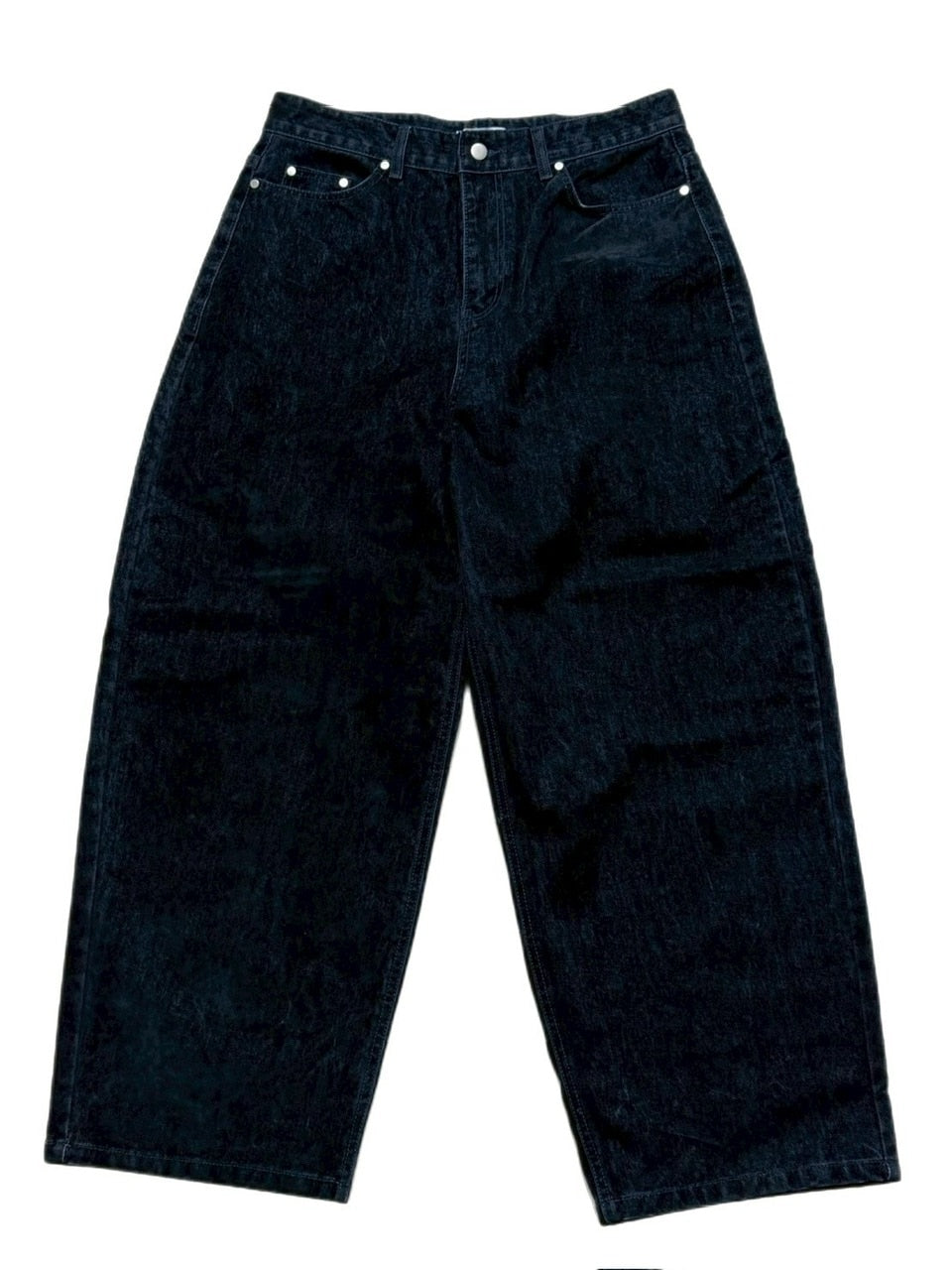 受注制【Chikashitsu +】velvet touch buggy denim pants / 【チカシツプラス】ベルベットタッチバギーデニムパンツ (2color)