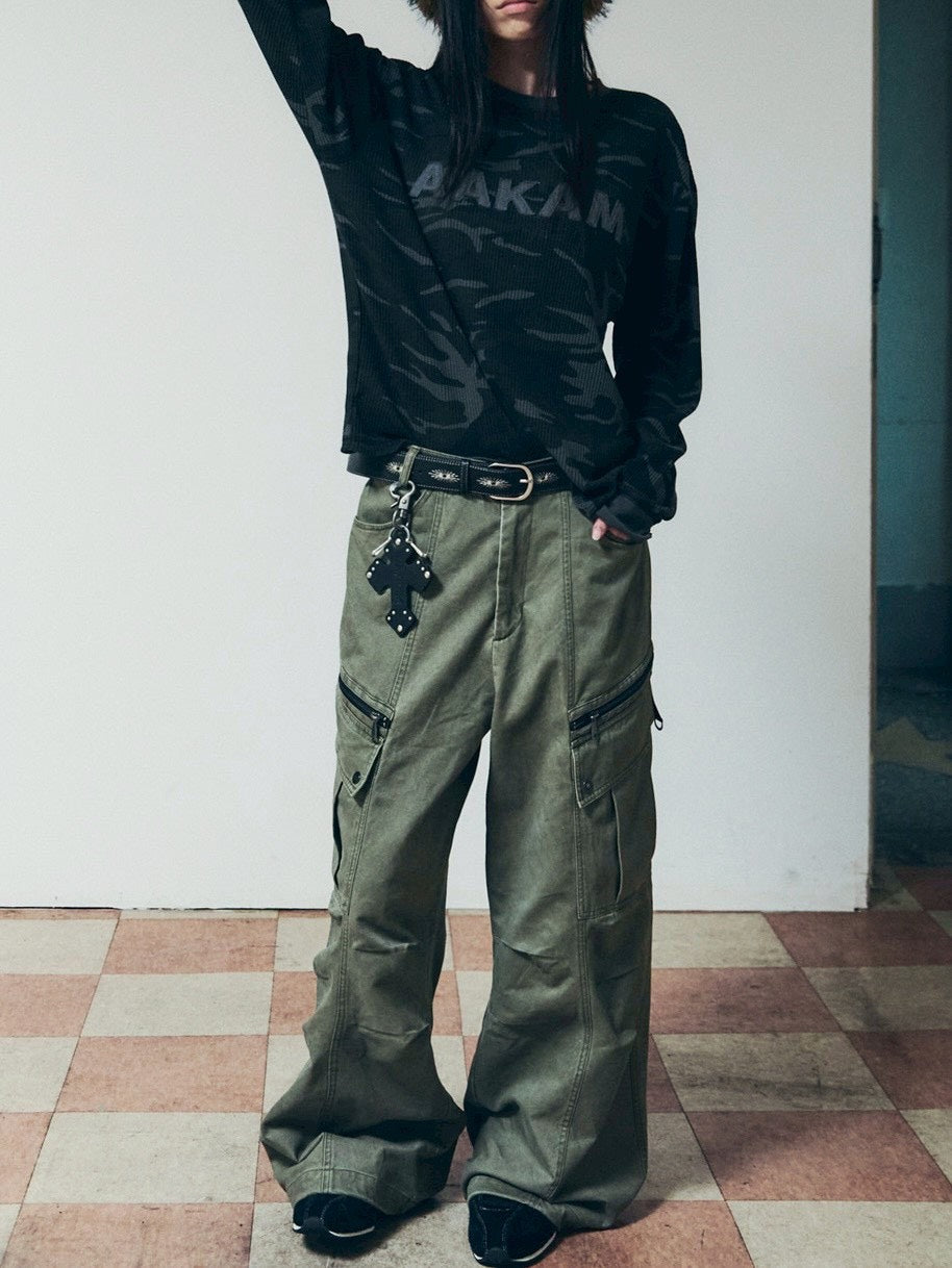 【AAKAM】Waffle Camouflage Long Sleeve