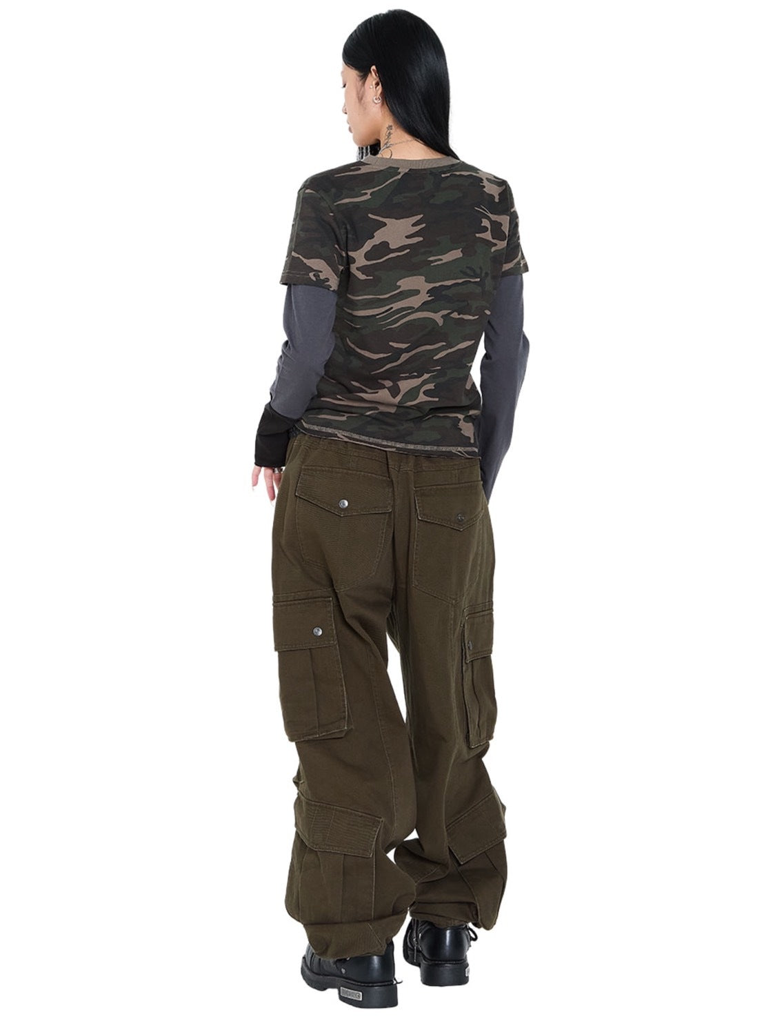 【AAKAM】Camouflage layered Long Sleeve