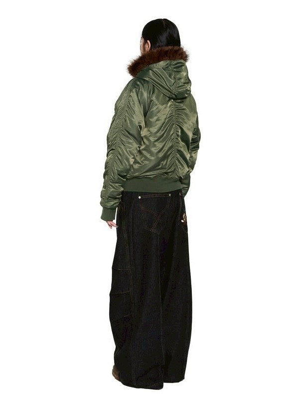 【AAKAM】Hooded Fur MA-1 Jacket