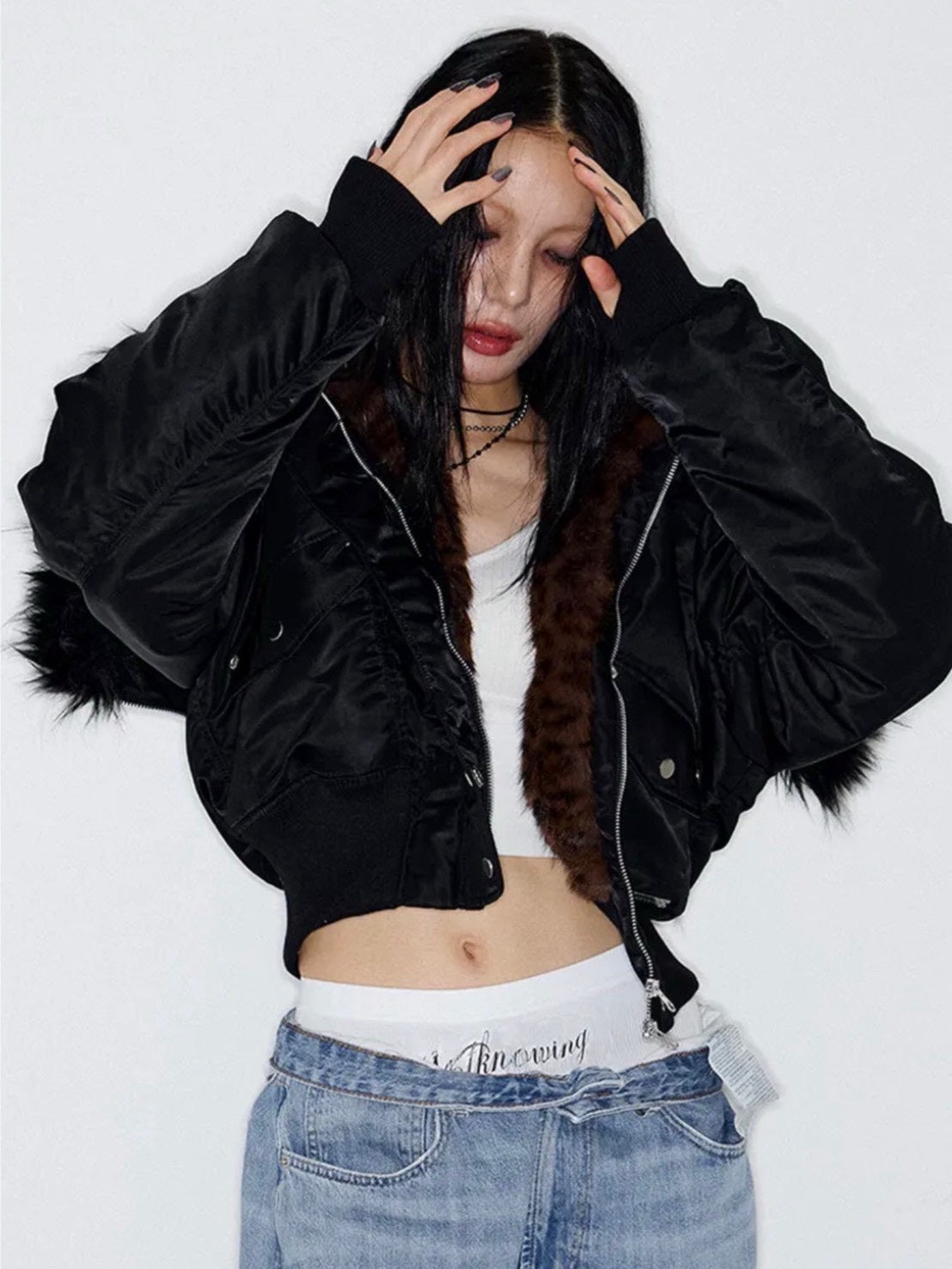 【NOT KNOWING】Fur Trim MA-1 Padded Jumper