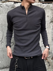 大阪店WEB限定受注制【Chikashitsu＋】mockneck zip long sleeve / 【チカシツプラス】モックネックジップ長袖Tシャツ (3color)