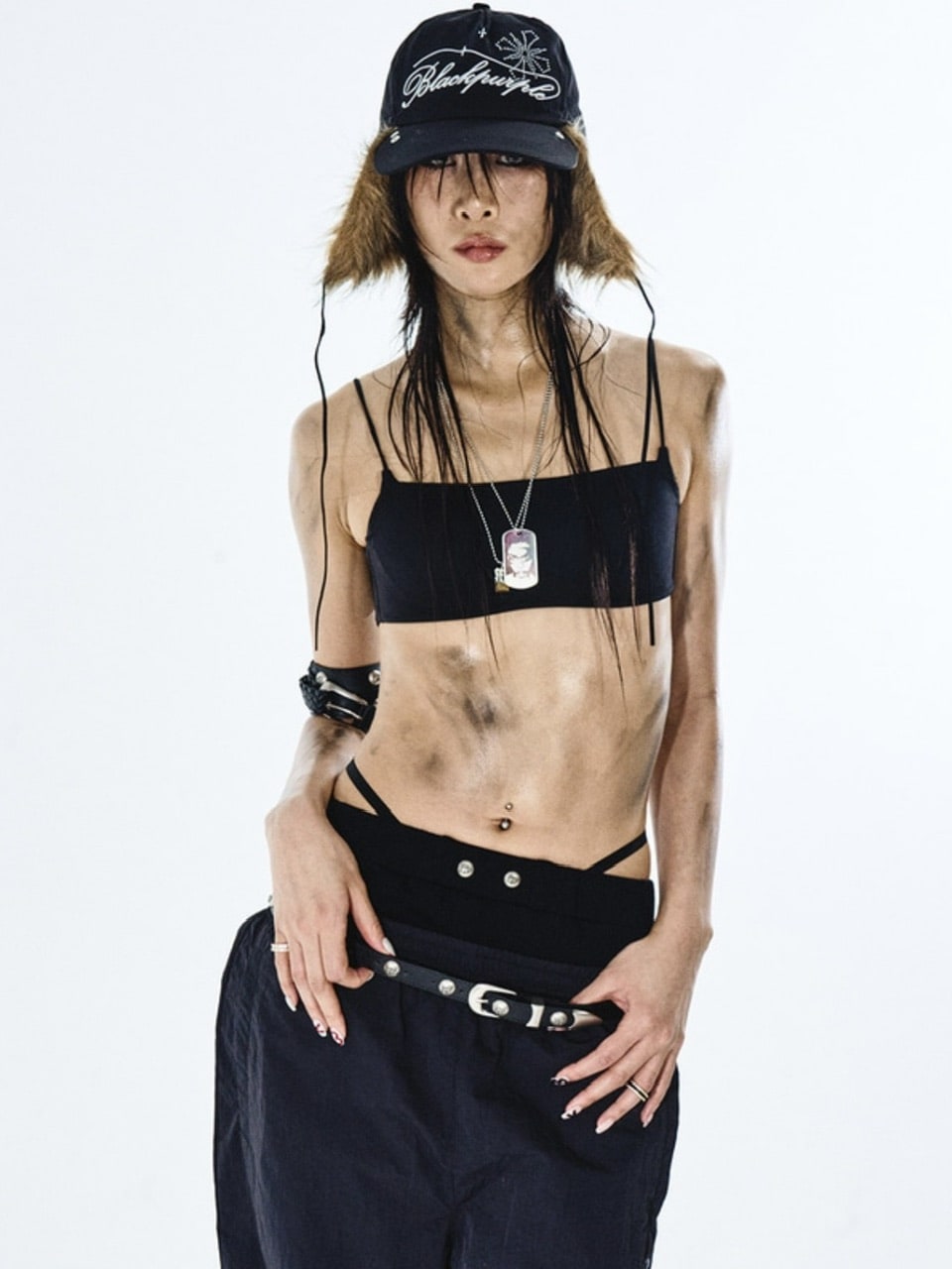 【BLACK PURPLE】Bullet Stud Belt