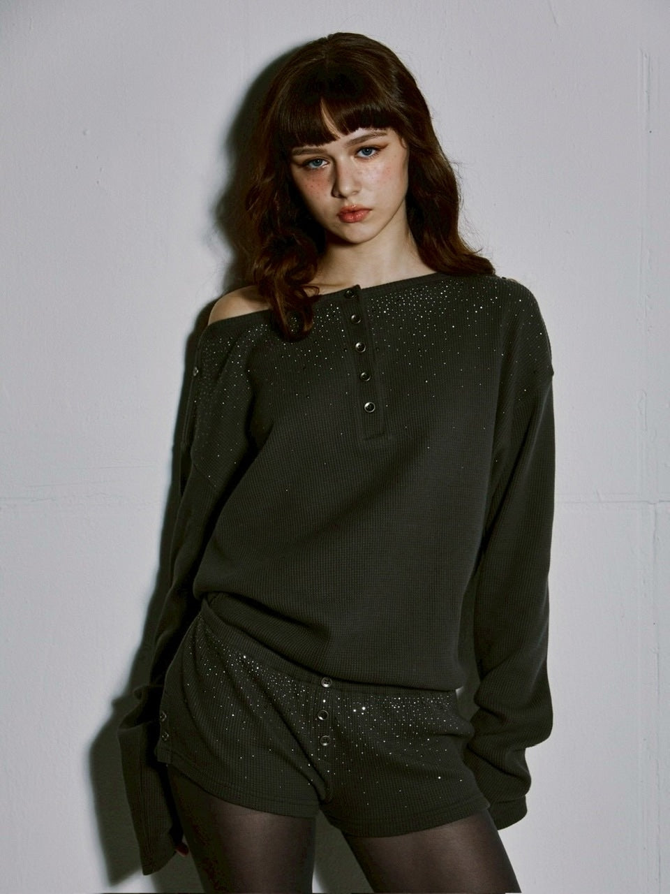 【GATELESS】WAFFLE LONG SLEEVE / 【ゲートレス】ワッフルオフショル長袖Tシャツ