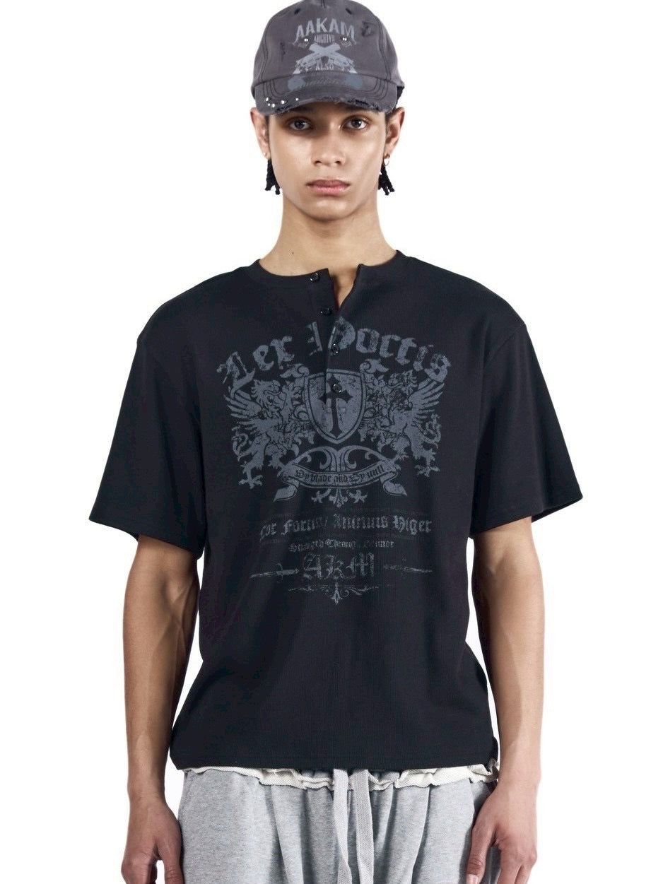 【AAKAM】Shield Henry Neck Half Top