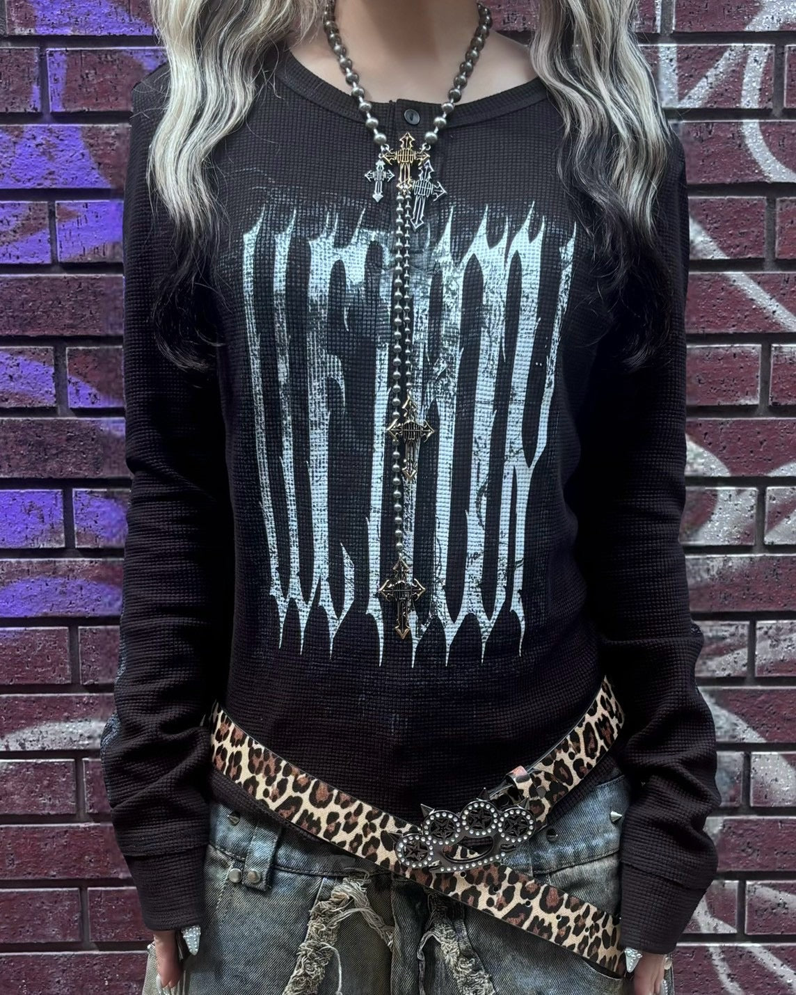 国際配送【BABY09】dark waffle long sleeve