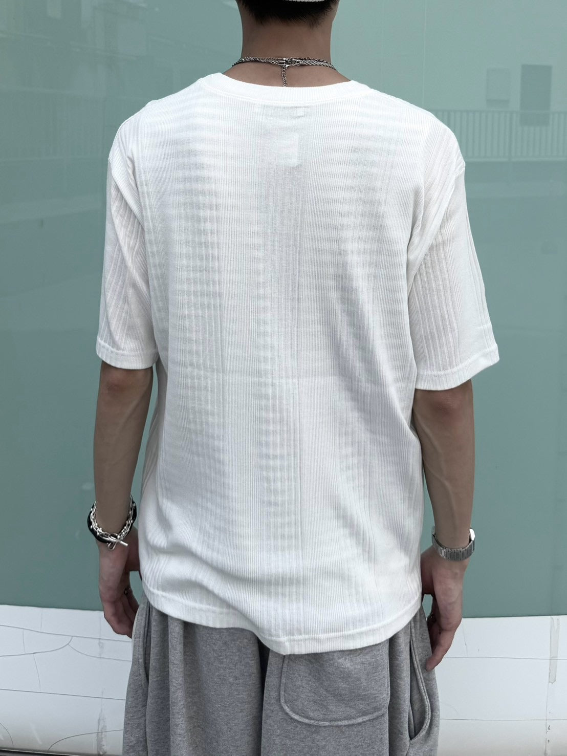 受注制【nmtc+】Ribbed Henley Neck Tee (3color)