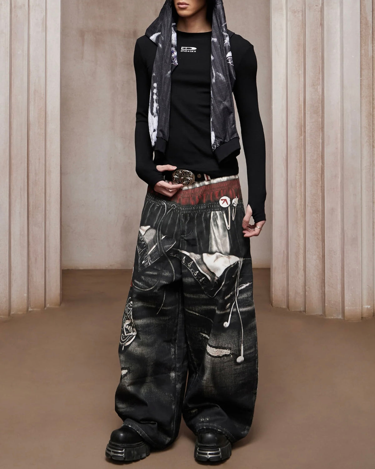 【DND4DES】Triple Waist MP3 All-Over Print Pants