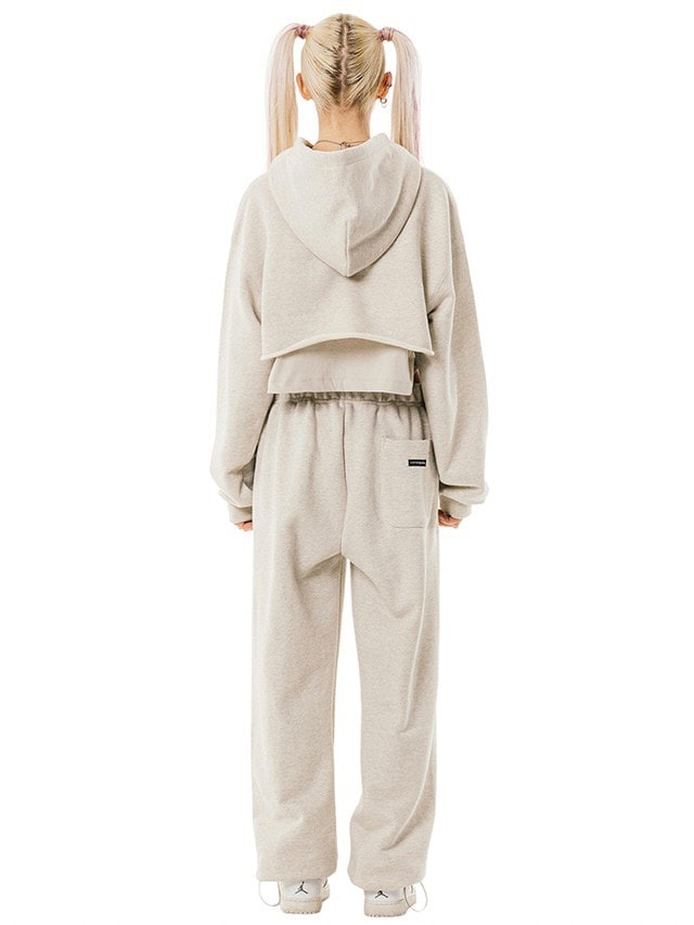 【running high】ARCH LOGO LAYERED CROP HOODIE