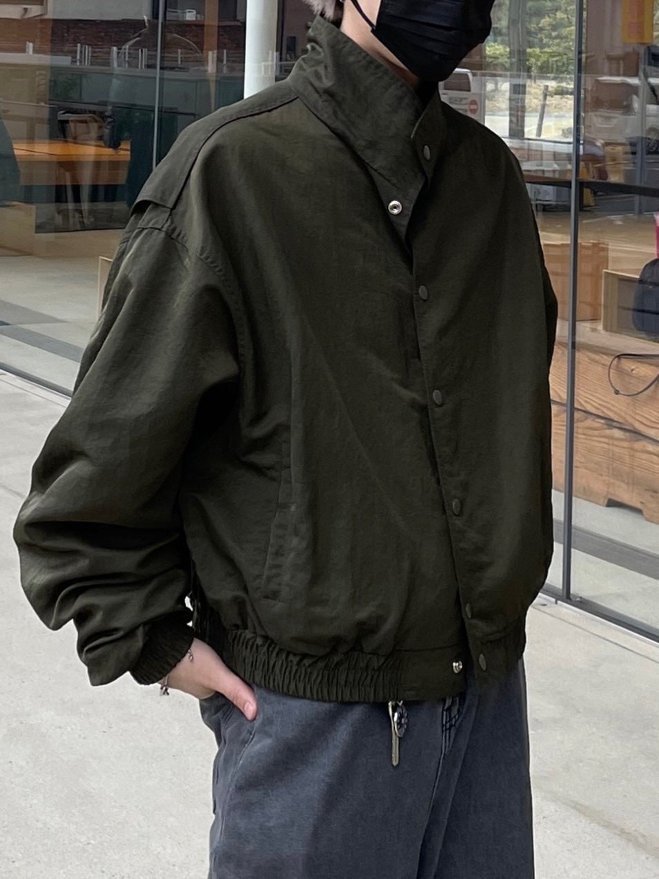 受注制【Chikashitsu +】design cropped blouson (2color)