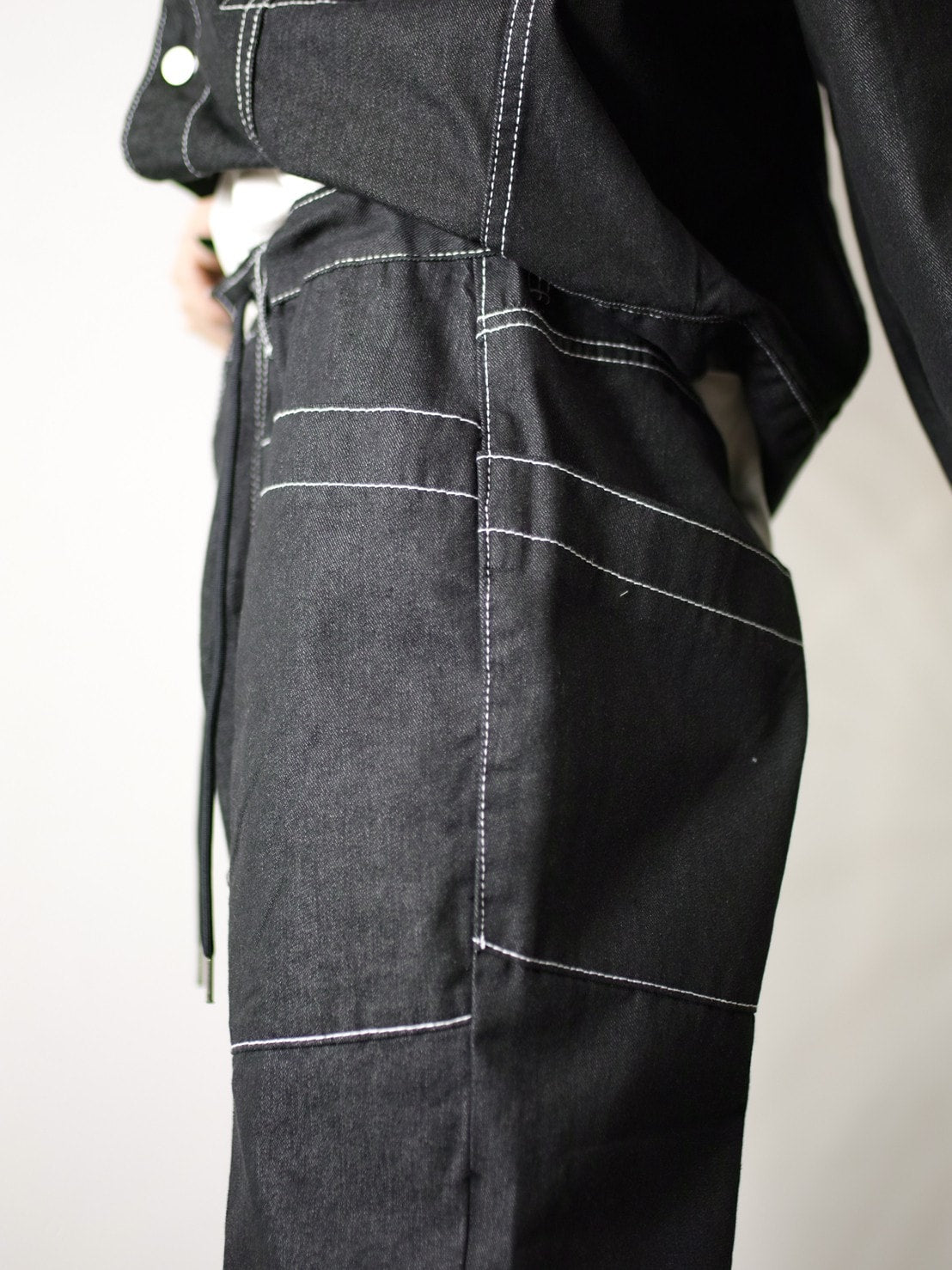 受注制【Chikashitsu +】set up stitch denim easy pants