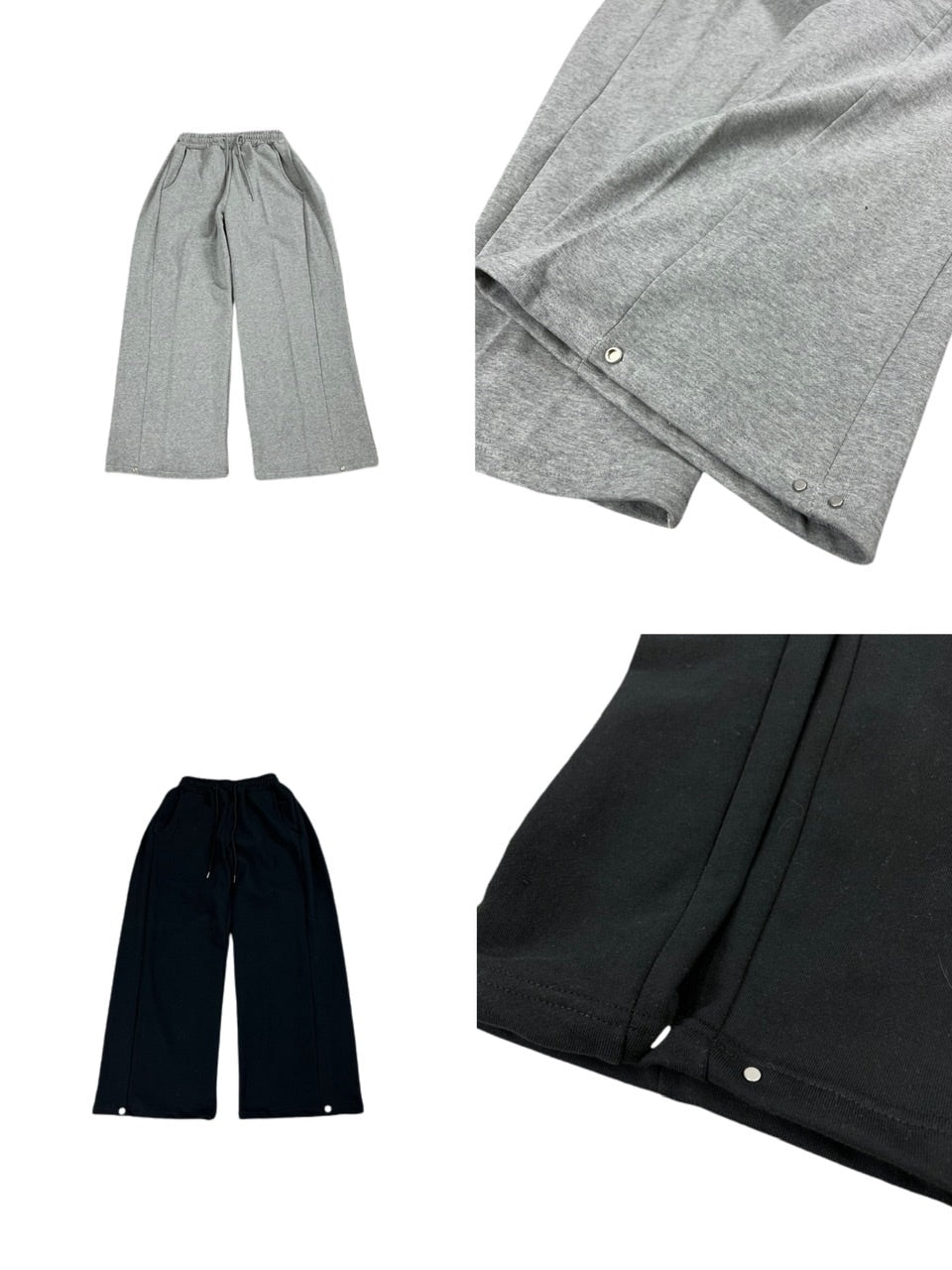 受注制【Chikashitsu +】snap button sweat pants (2color)