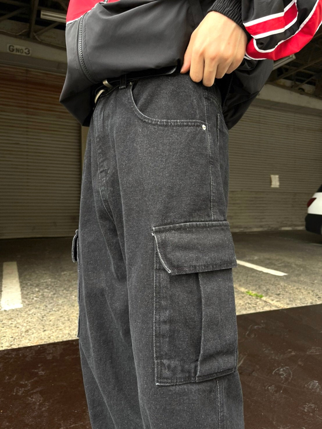 受注制【Chikashitsu +】wide denim cargo pants