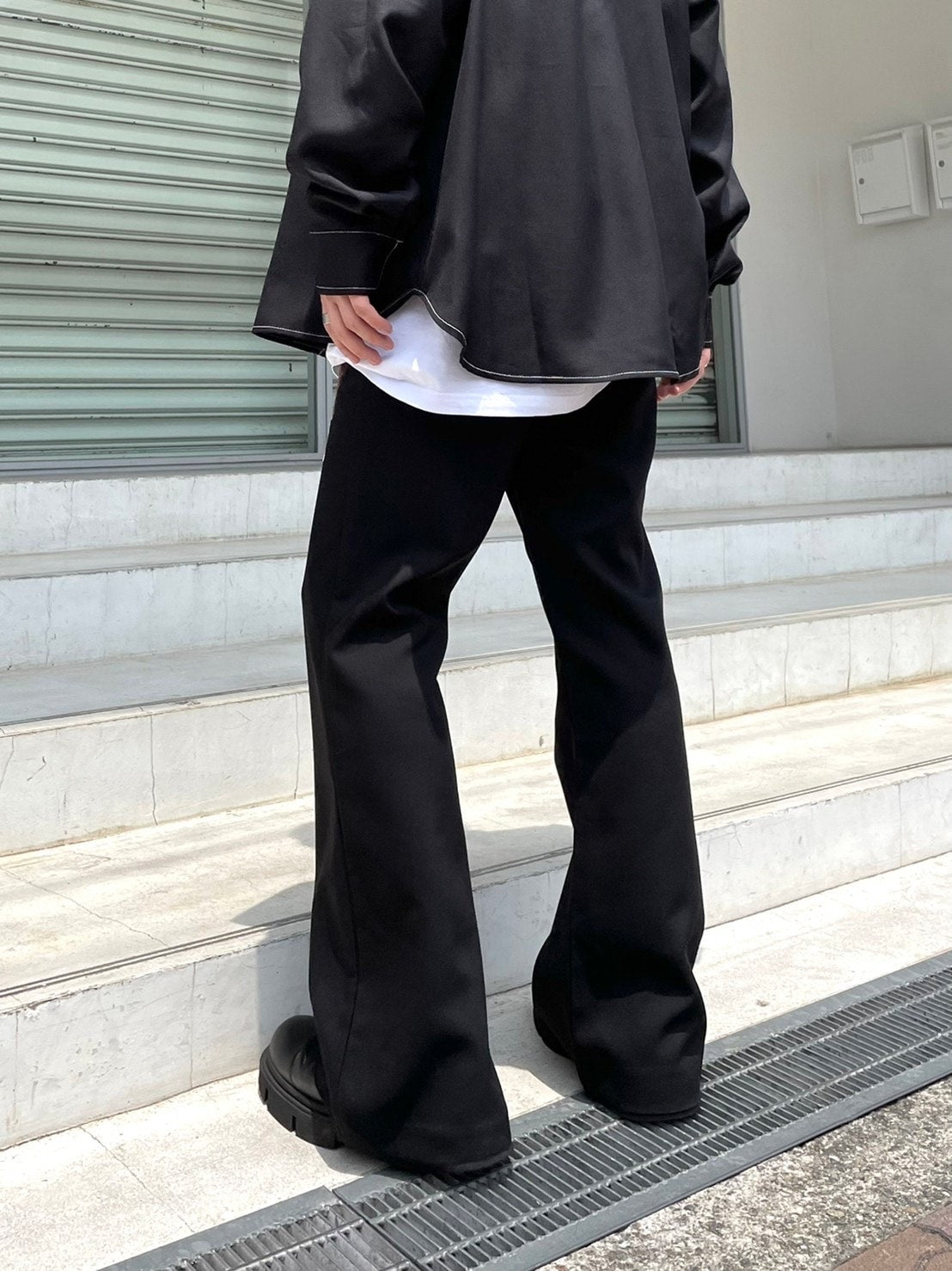 【Chikashitsu + ORIGINAL】full length flare slacks (2color)