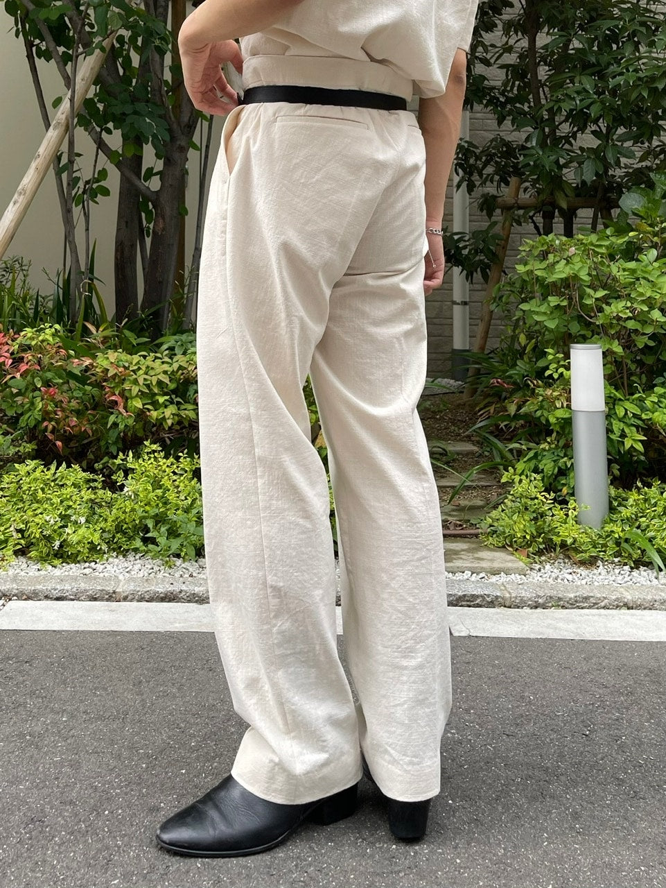 受注制【Chikashitsu +】set up linen slacks (2color)