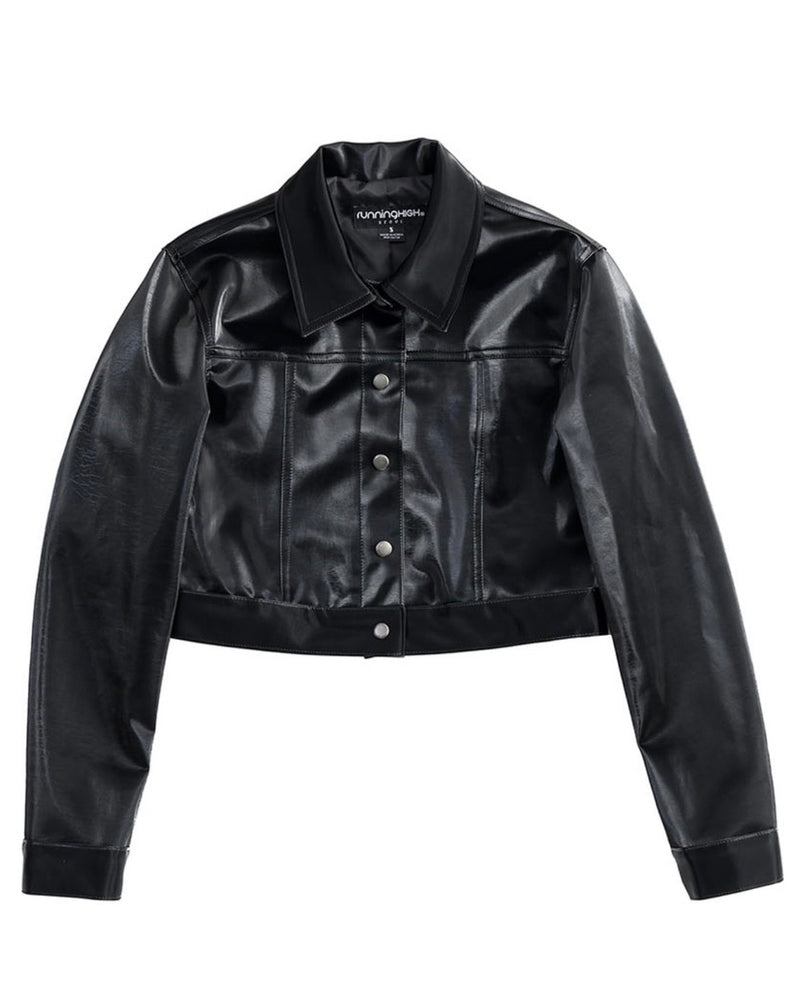 【runningHIGH】ENAMEL LEATHER CROP JACKET