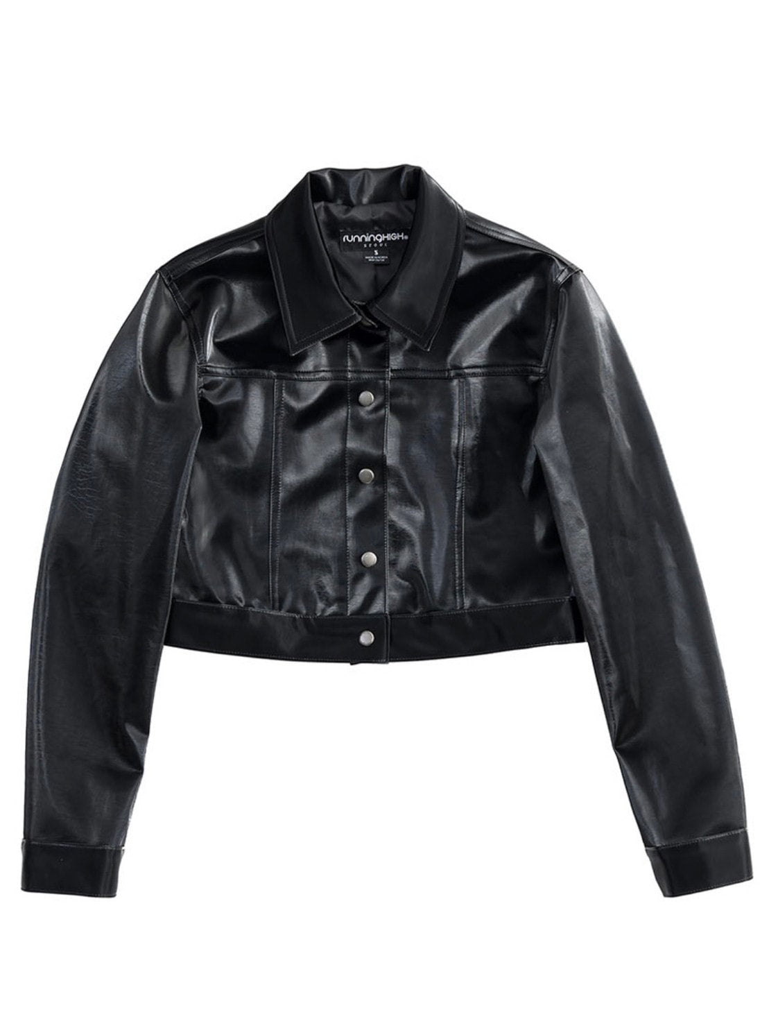 【runningHIGH】ENAMEL LEATHER CROP JACKET